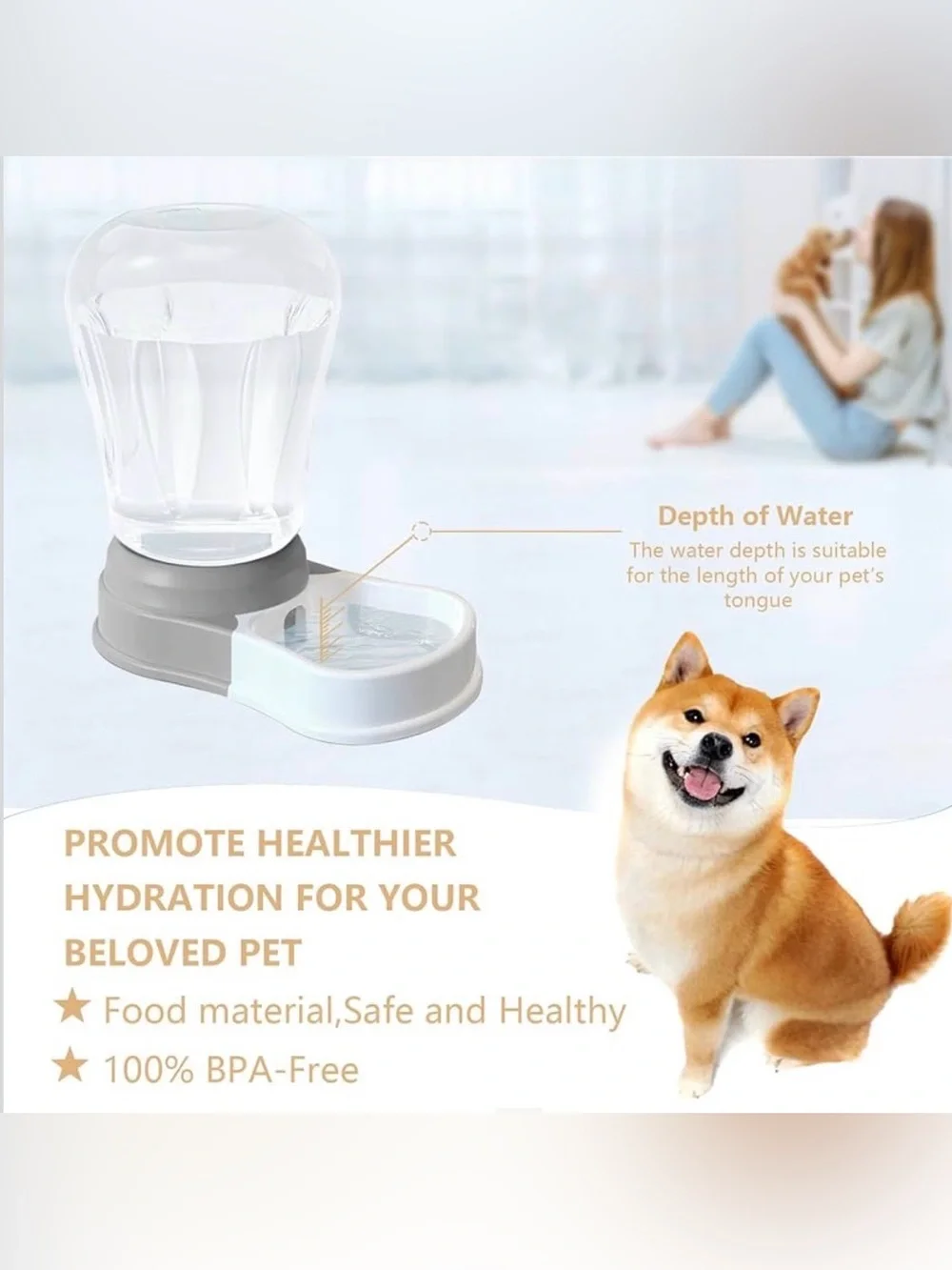 1.6 Gallon Automatic Dog Water Dispenser, Large Capacity Gravity Pet Water Bowl
